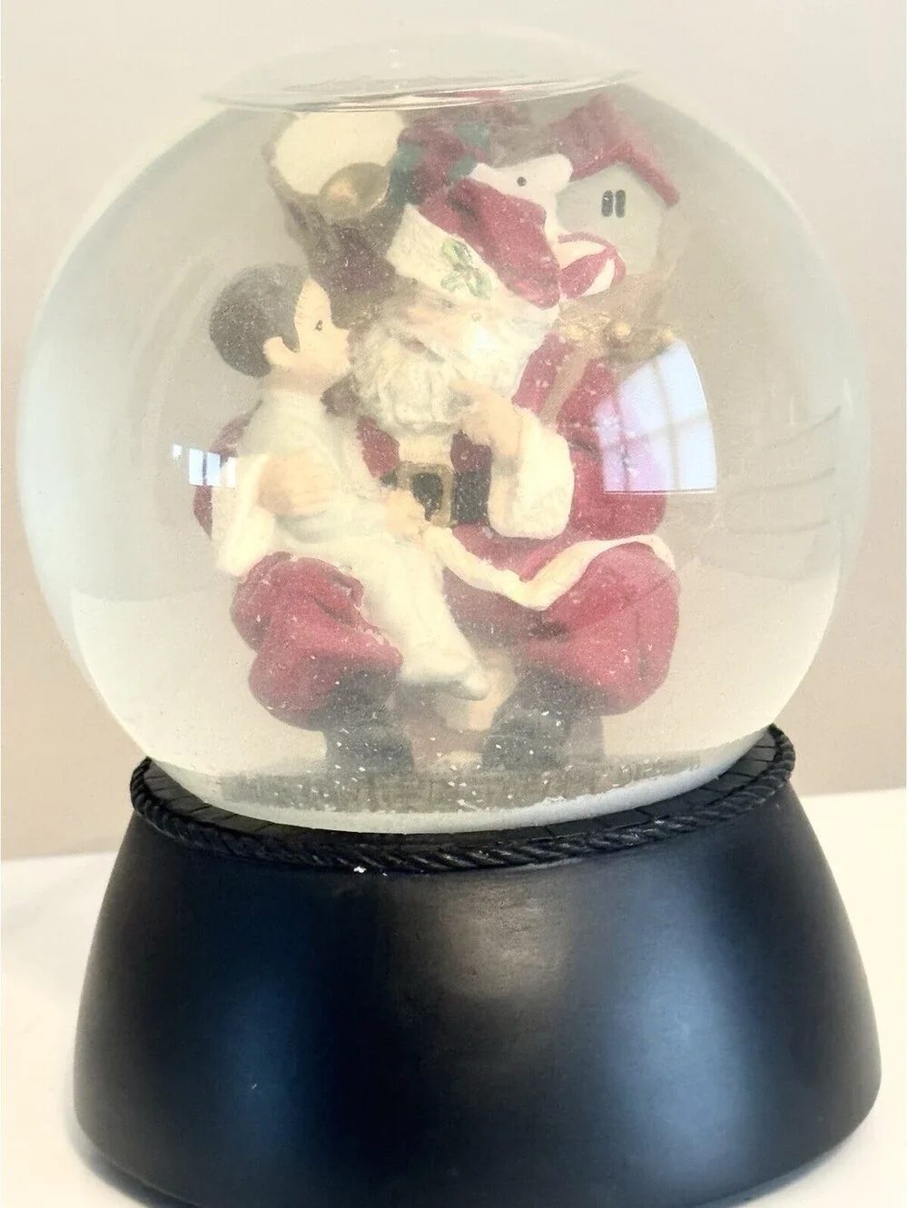 Vintage Musical Santa & Child Snow Globe Christmas Decor Plays Tune Gift